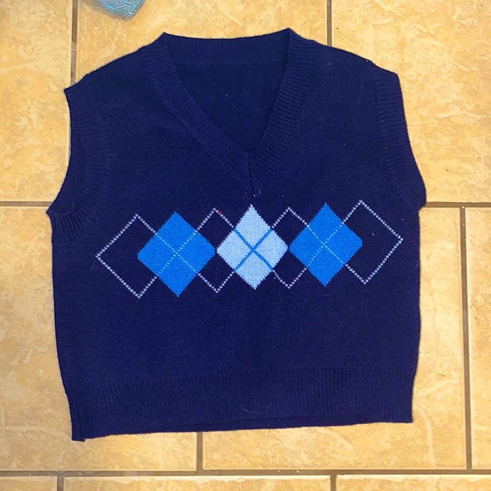 Blue old-school cardigan/vest
